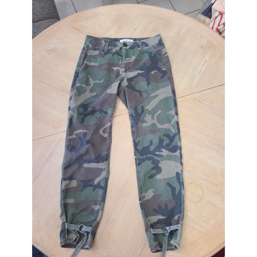 TRAVE Camo Trousers Women 24 Green Excellent Adjustable Ankle Buckle Slim Pant